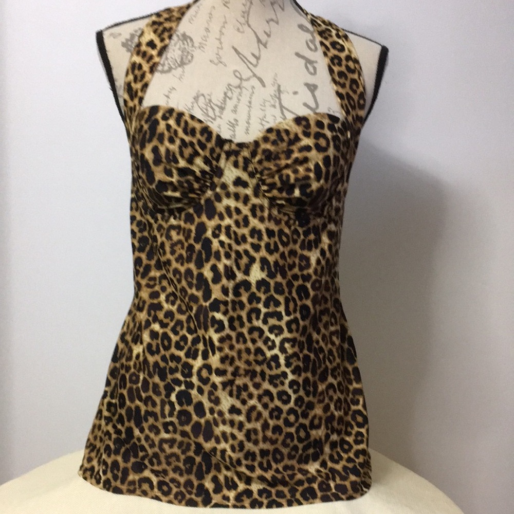 💐Smart & Sexy Convertible Underwire Tankini Sz 36C Leopard Print